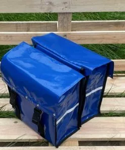 BayNL- Waterdicht - Dubbele - Bisonyl - Fietstas- Reflectoren - Blauw 34cmX16.2cmX32cm=35 Liter