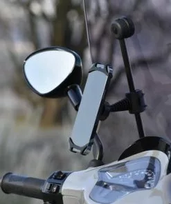 MANOS LIBRES - MODEL E | TELEFOONHOUDER SCOOTER, MOTOR, FIETS | WINDSCHERM | UNIVERSEEL | ZWART | PIAGGO | VESPA | ZIP -Fietsen-accessoires Verkoopwinkel 550x366 226