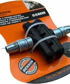 ESTARK Universele Remblokjes - Remschoen - Rubber - Set 2 Stuks - Fietsen Rubberen Remblok - Remblokkenset - Verstelbaar - V Brake - 55mm - Zwart