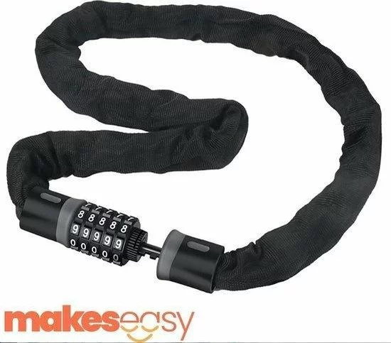 Makes Easy Cijferslot Fietsslot | Cijferslot | 5 Cijferig | 120 CM - 2.5 CM DIK | Anti Diefstal Fietsslot | Zwart 2 Makes Easy Cijferslot Fietsslot | Cijferslot | 5 Cijferig | 120 CM - 2.5 CM DIK | Anti Diefstal Fietsslot | Zwart - Afbeelding 2