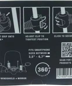 MANOS LIBRES - MODEL E | TELEFOONHOUDER SCOOTER, MOTOR, FIETS | WINDSCHERM | UNIVERSEEL | ZWART | PIAGGO | VESPA | ZIP -Fietsen-accessoires Verkoopwinkel 550x483 6