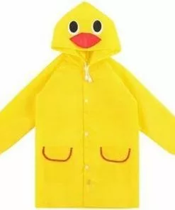 Quadrata Regenjas Capuchon - Kinder Poncho Regenjas - Regen Poncho - Geel Eend - Regen Poncho 4-6 Jaar- 1 Maat Regenjas