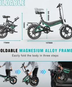 Hitway Elektrische Fiets | Opvouwbare E-bike | 16 Inch | 250W | Zwart/Groen -Fietsen-accessoires Verkoopwinkel 550x522 2