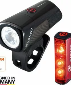 Sigma BUSTER 400 USB LED Fiets Verlichtingset 400 Lumen + Blaze Flash USB Achter Met Remlicht Functie - Li-ion Accu - Oplaadbaar