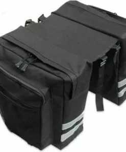 Merkloos Dubbele Fietstas - Zwart - Ruim - Met Rits