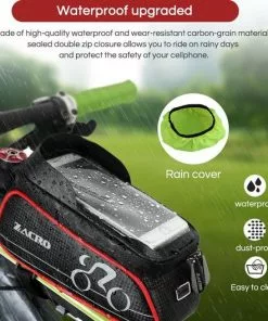 Zacro Fietstas Frame Telefoonhouder Fiets- MTB Zadeltas Racefiets Elektrische Fietsen Mountainbike- Tot 6.1 Inch - Zwart Met Rood -Fietsen-accessoires Verkoopwinkel 550x529 2