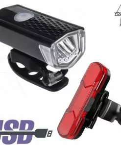 Voltano USB Verlichtingsset - Fietsverlichting Voor En Achterlicht - 30 Lux - Oplaadbaar - Incl. 2 Gratis USB Kabels - Meerdere Standen Mogelijk