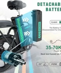 HITWAY E Bike Opvouwbare Elektrische Fiets 250W Motor, 36V / 8.4Ah Batterij, 25km/h, 35-70km, 16", City EBike Heren En Dames, -Fietsen-accessoires Verkoopwinkel 550x539 4