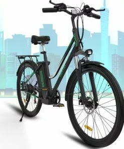 HITWAY Elektrische Fiets Voor Volwassenen | Ebikes Fietsen Stadsfiets | 250W 36V Motor | 7 VERSNELLINGSSYSTEE | 26 Inch - Zwart