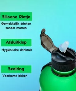 Quality Needz - Bidon - 2 Liter - Waterfles - Stevig & Handig Handvat - Sportfles - Waterfles Met Tijdmarkeringen - Gallon - Water Bottle - Grote - Waterfles Met Rietje -Fietsen-accessoires Verkoopwinkel 550x550 281