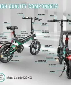 Hitway Elektrische Fiets | Opvouwbare E-bike | 16 Inch | 250W | Zwart/Groen -Fietsen-accessoires Verkoopwinkel 550x550 395