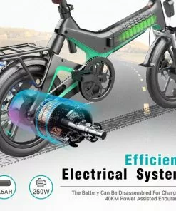 Hitway Elektrische Fiets | Opvouwbare E-bike | 16 Inch | 250W | Zwart/Groen -Fietsen-accessoires Verkoopwinkel 550x550 396