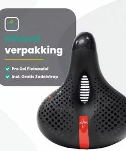 Voltano Pro Gel Fietszadel Met Uitsparing Zwart / Rood Unisex - Ergonomisch Gevormd - Elastomeer Vering -Fietsen-accessoires Verkoopwinkel 550x550 657