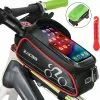 Zacro Fietstas Frame Telefoonhouder Fiets- MTB Zadeltas Racefiets Elektrische Fietsen Mountainbike- Tot 6.1 Inch - Zwart Met Rood