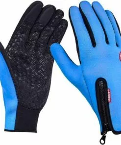 Merkloos Touch Handschoenen Touchvinger Handschoenen Touchscreen Handschoenen Ski/Snowboard/Fiets/Outdoor Handschoenen Waterafstotend Winddicht Thermo Stretch Fleece Unisex Maat M - Blauw