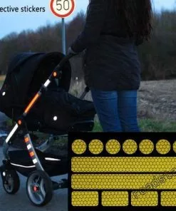 Roadstar Reflecterende Veiligheids Stickers - Geel - Reflectie Tape Voor In Het Verkeer - Maak Wandelwagens, Koffers, Buggy's, Skelters, Helms, Fietsen Etc Goed Zichtbaar In Het Donker.