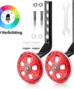 ARTIVIZION Universele Zijwieltjes - Incl. Installatie Set - Led Lichtjes - Kinderfietsaccessoires - Extra Ondersteuning En Stabiliteit - Geschikt Voor 12/14/16/18/20 Inch Kinderfiets - Jongens En Meisjes - Rood