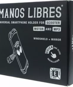 MANOS LIBRES - MODEL E | TELEFOONHOUDER SCOOTER, MOTOR, FIETS | WINDSCHERM | UNIVERSEEL | ZWART | PIAGGO | VESPA | ZIP -Fietsen-accessoires Verkoopwinkel 550x570 1
