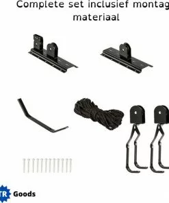 T.R.Goods T.R. Goods - Fietslift Plafond | Fiets Ophangsysteem - Geschikt Tot 20 KG - Ophangen Fiets Aan Plafond - Fietstakel - Fietshaak - Dubbele Fietsophangsysteem Met Katrol -Fietsen-accessoires Verkoopwinkel 550x610 2