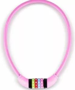 VINZ Baker Kinderfiets Kabelslot / Combinatieslot / Cijferslot Roze 10mm - 65cm