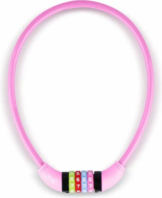 VINZ Baker Kinderfiets Kabelslot / Combinatieslot / Cijferslot Roze 10mm - 65cm 1 VINZ Baker Kinderfiets Kabelslot / Combinatieslot / Cijferslot Roze 10mm - 65cm