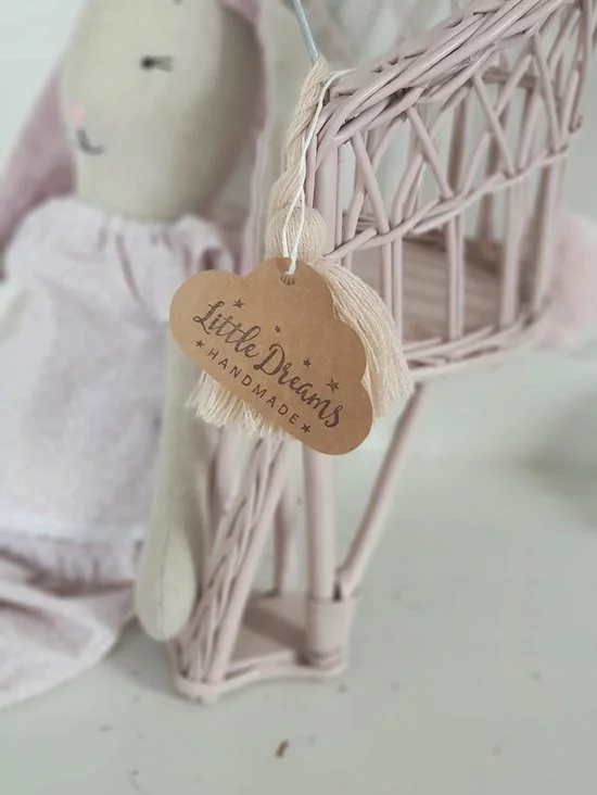 Maxi Huis Fietsmand - Voor Poppen - Rieten - Vuil Roze 3 Maxi Huis Fietsmand - Voor Poppen - Rieten - Vuil Roze - Afbeelding 3