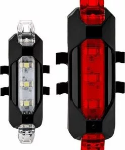 Heppie Travel Fietsverlichting Set 1x Wit + 1x Rood - Fiets Knipperlicht - Extra Veiligheid - LED - USB Oplaadbaar - Waterbestendig - Achterlicht Fiets - Voorlicht Fiets - 4 Verschillende Standen - Duurzaam